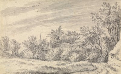 Village Path with Church Spire in the Distance by Guillam Dubois